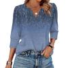 Women's Fashion Casual 3/4 Sleeve Print Shirt Women's V-Neck Tops