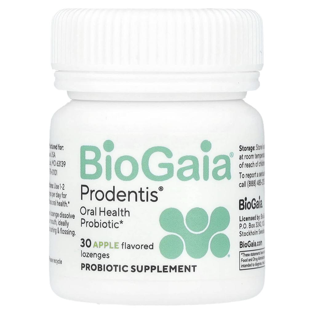BIOGAIA Prodentis®, Пробиотик для здоровья полости рта, яблоко, 30 леденцов