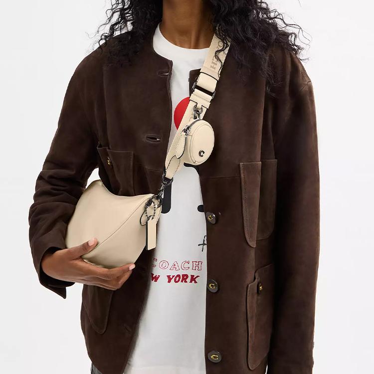 Coach Hall 29 Solid Color Zipper Closure Leather Shoulder Crossbody Bag Large Women bags Ivory CY754-VT5