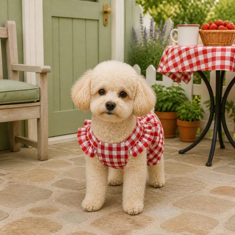 Pet Dog Dress Bow Flannel Sleeve Small Medium Winter Homewear