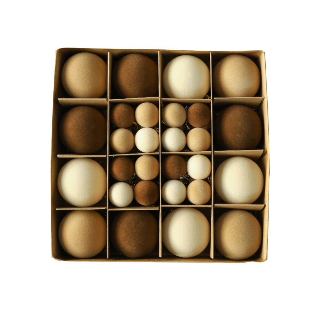 3/6cm 44pcs Mixed Color Plastic Flocked Christmas Balls, Colorful Hanging Balls, Christmas Tree Ornaments, Boxed, Window Decoration Round Balls