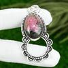 Rhodonite Stone Handcrafted Wedding Bezel Elegant Pendant 925 Sterling Silver