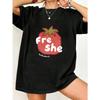 Oversized T Shirt Black Tomato Fre She Fabulous Print Casual Summer Wear