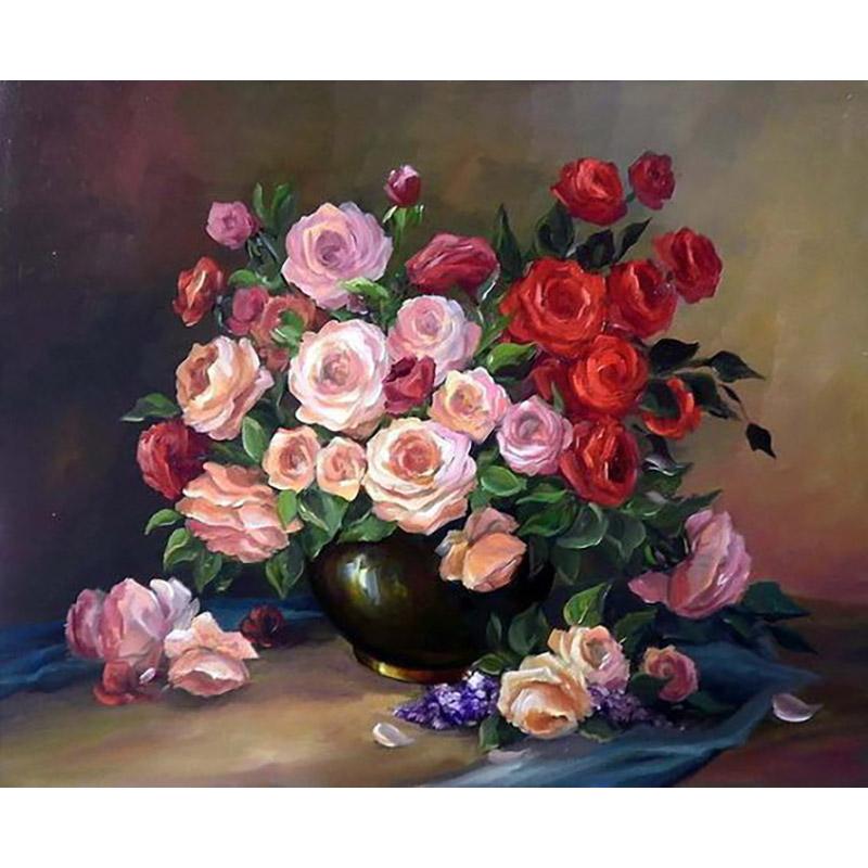 5D DIY Алмазная картина Цветок Набор для вышивки крестом Мозаика Цветочная Алмазная вышивка Роза Полный круглый дрель Домашнее украшение