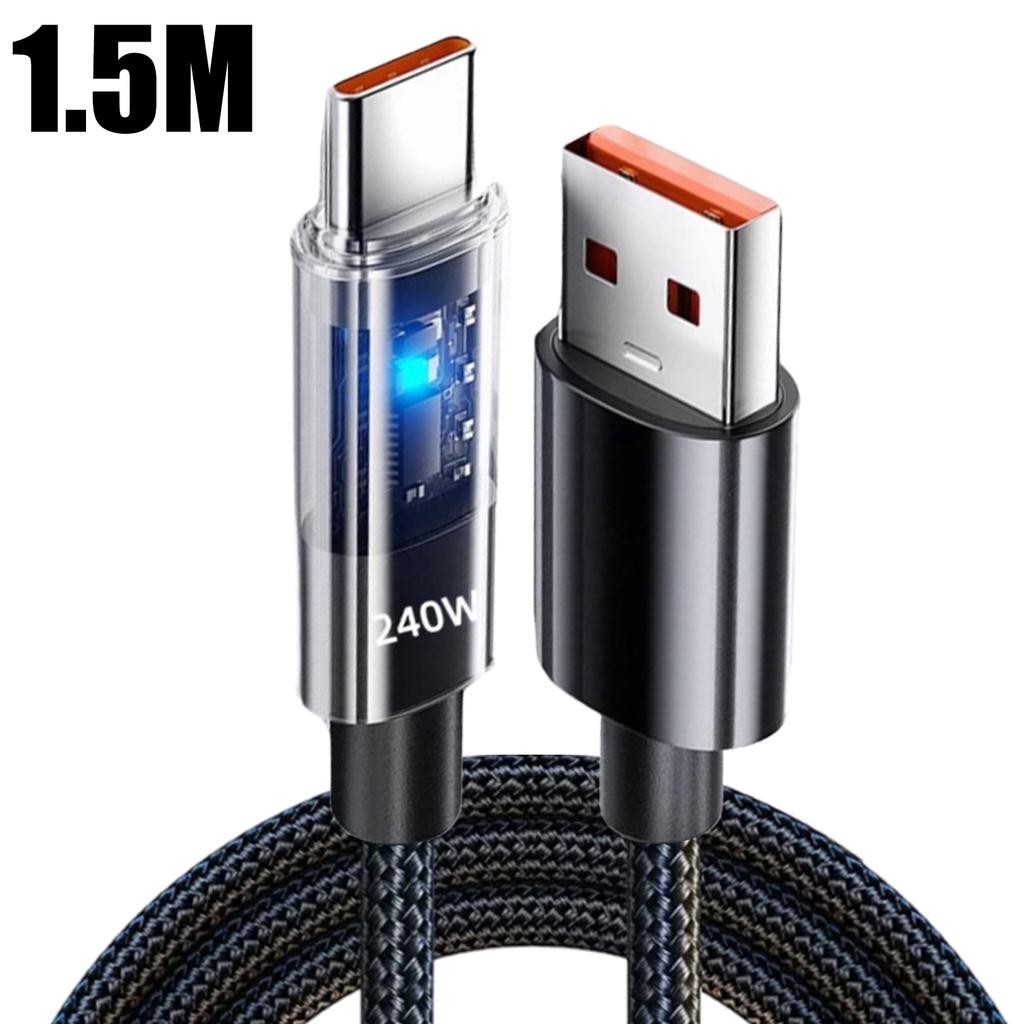 240 Вт Двухпортовый Type-C Super Fast Charging Кабель со светодиодным цифровым дисплеем для Samsung Xiaomi USB на Type-C Зарядное устройство для телефона Кабель для передачи данных 2 м/1,5 м