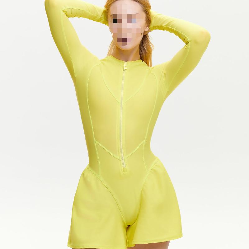 Европейская и американская мода Instagram универсальный темперамент длинный рукав спортивный сексуальный пряный девушка молния обтягивающий короткая юбка комбинезон