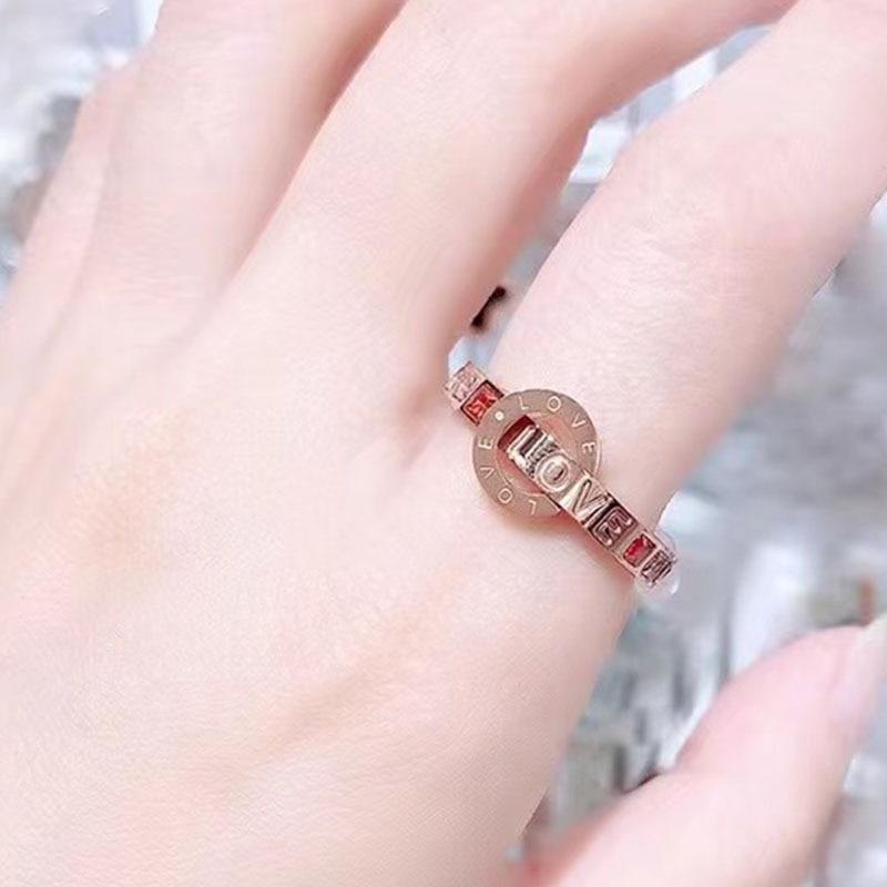 Titanium Steel Roman Numeral Rose Gold Zircon Rings For Woman Korean Fashion Jewelry Wedding Party Girls' Luxury Ring