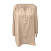 Women's Loose Casual Solid Color V-neck Seven Quarter Sleeved Button Up Shirt Button Up Shirt