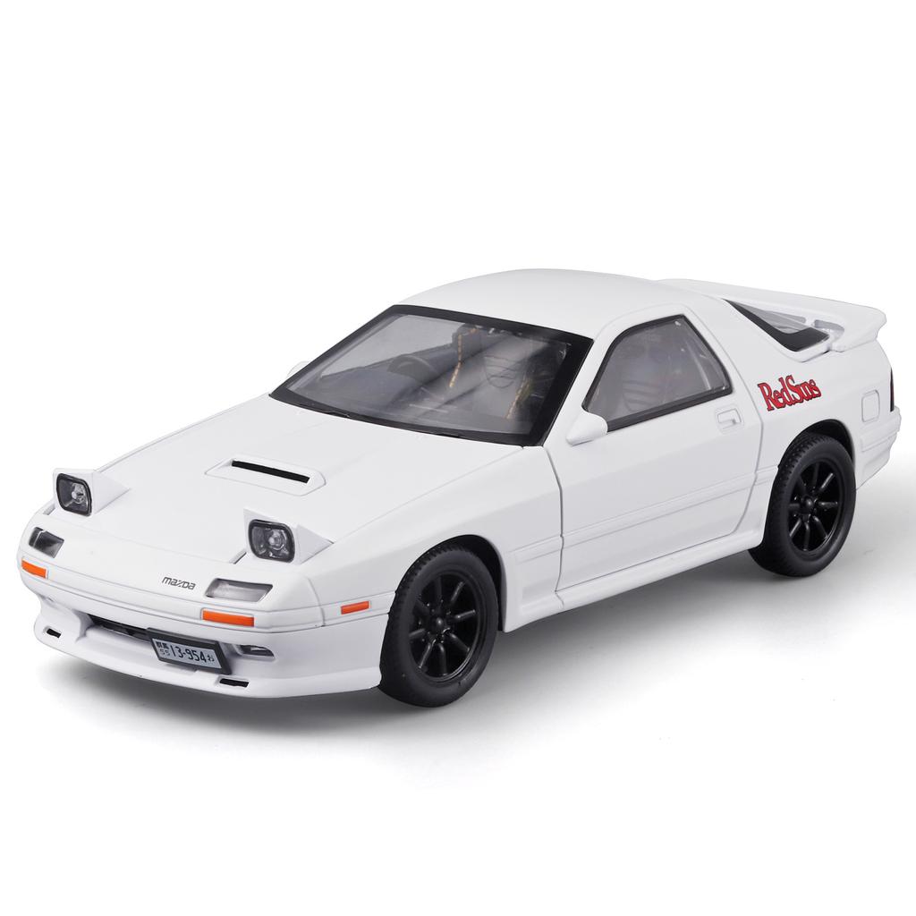 1/24 Mazda RX7 Alloy Sports Car Model Diecasts Metal Toy Racing Vehicles Car Model Simulation Sound and Light Childrens Toy Gift