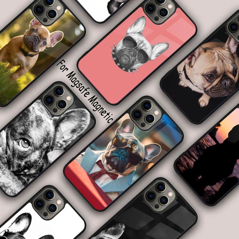 Frenchie in Sunglasses Black Magnetic Phone Case For APPLE iPhone 17 Air 16 14 13 12 Pro Max 15 Plus Wireless MagSafe Cover