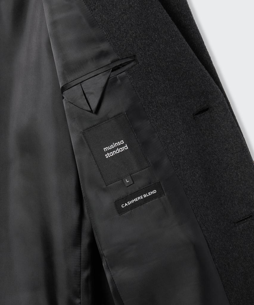 Musinsa Standard Cashmere Blend Masculine Chesterfield Long Coat [Charcoal Grey]