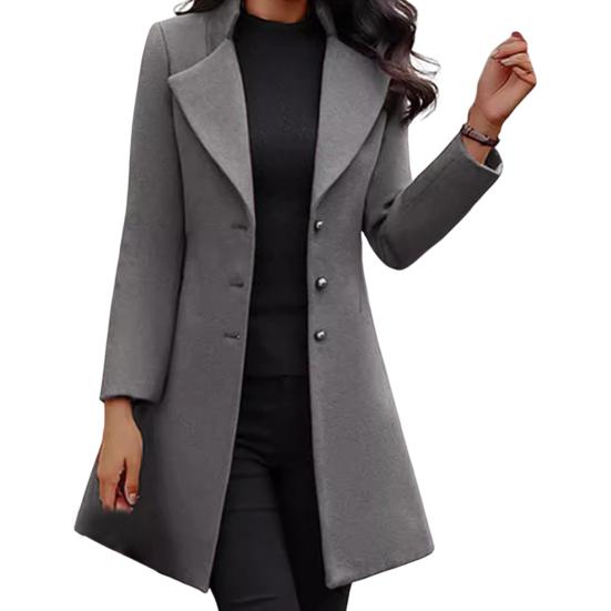Женский шерстяной пиджак с отложным воротником, однобортное пальто, приталенное, с длинными рукавами, для поездок на работу, свиданий, весна, осень, зима