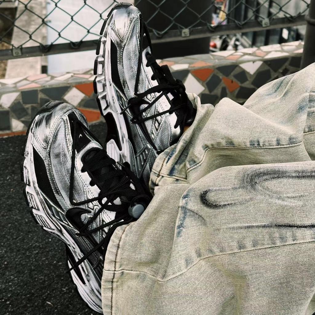 Nike Initiator Тканевые Нескользящие Износостойкие Низкие Беговые Кроссовки Мужские Черный Серебристый 394055-001(Команда162-)