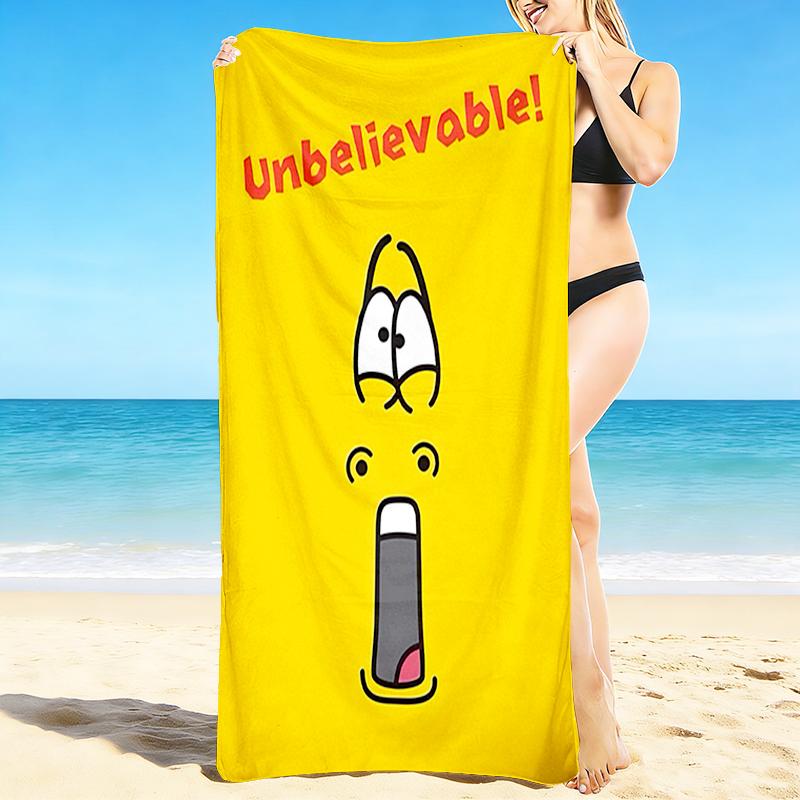 1Pc Unbelievable Expression Art Beach Towel, Quick Dry, Multi-Use for Beach Pool Gym Yoga Home Travel, Christmas, Halloween, Xmas Gift M929202