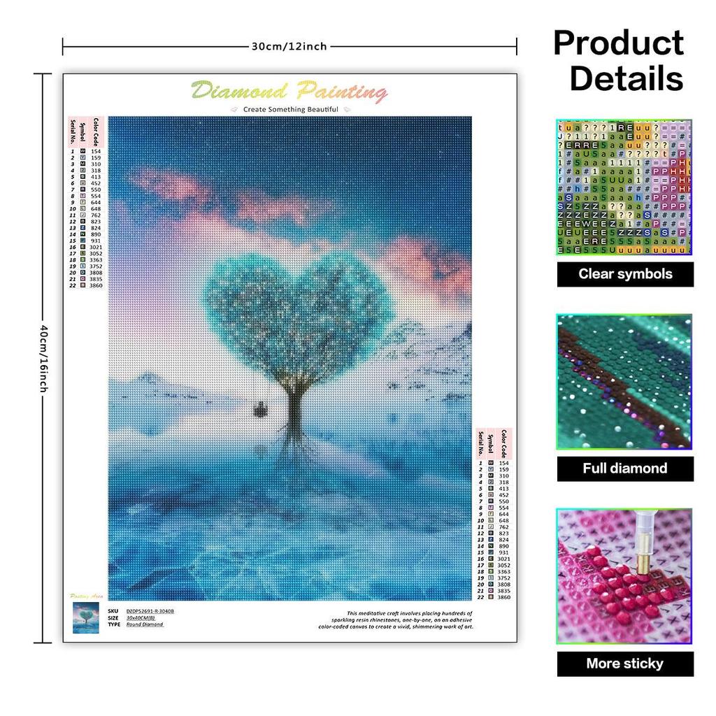 5D Алмазная картина «Синее дерево», полная круглая вышивка, пейзажная мозаика, вышивка крестом, подарок ручной работы 30x40 см