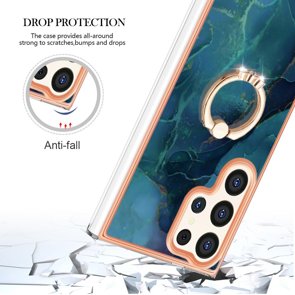 Ремешок со съемной пряжкой из зеленого мрамора, кольцо против падения или мягкий чехол для телефона с гладким дизайном для Samsung iPhone Redmi Oppo Moto Honor Google Sony...