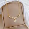 Elegant Charm Female White Zircon Stone Star Pendant Necklace Gold Color Wedding Jewelry For Women