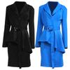 1 Set Women Blazer Skirt Solid Color Slim Buttons Lace-up Skirt Suit Office