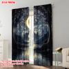 2pcs,2D plane printing Curtains&Window Treatment Starry Night Sky Durable 100% Polyester Fabric (without rod) Festive for Living