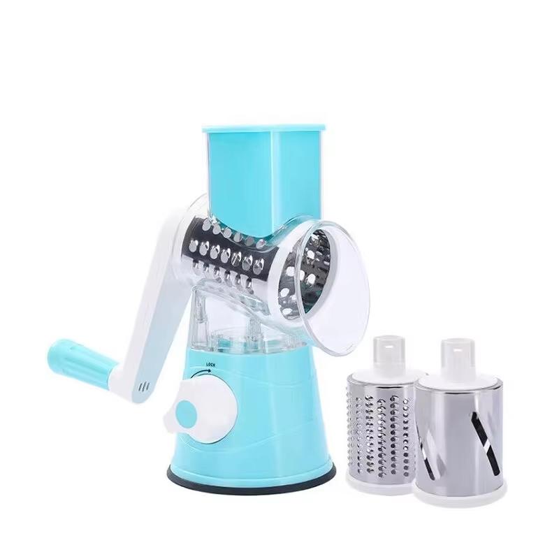 Rotary Cheese Grater Kitchen Mandoline Vegetable Slicer with 3 Interchangeable Blades Grater for Fruit Vegetables Nuts