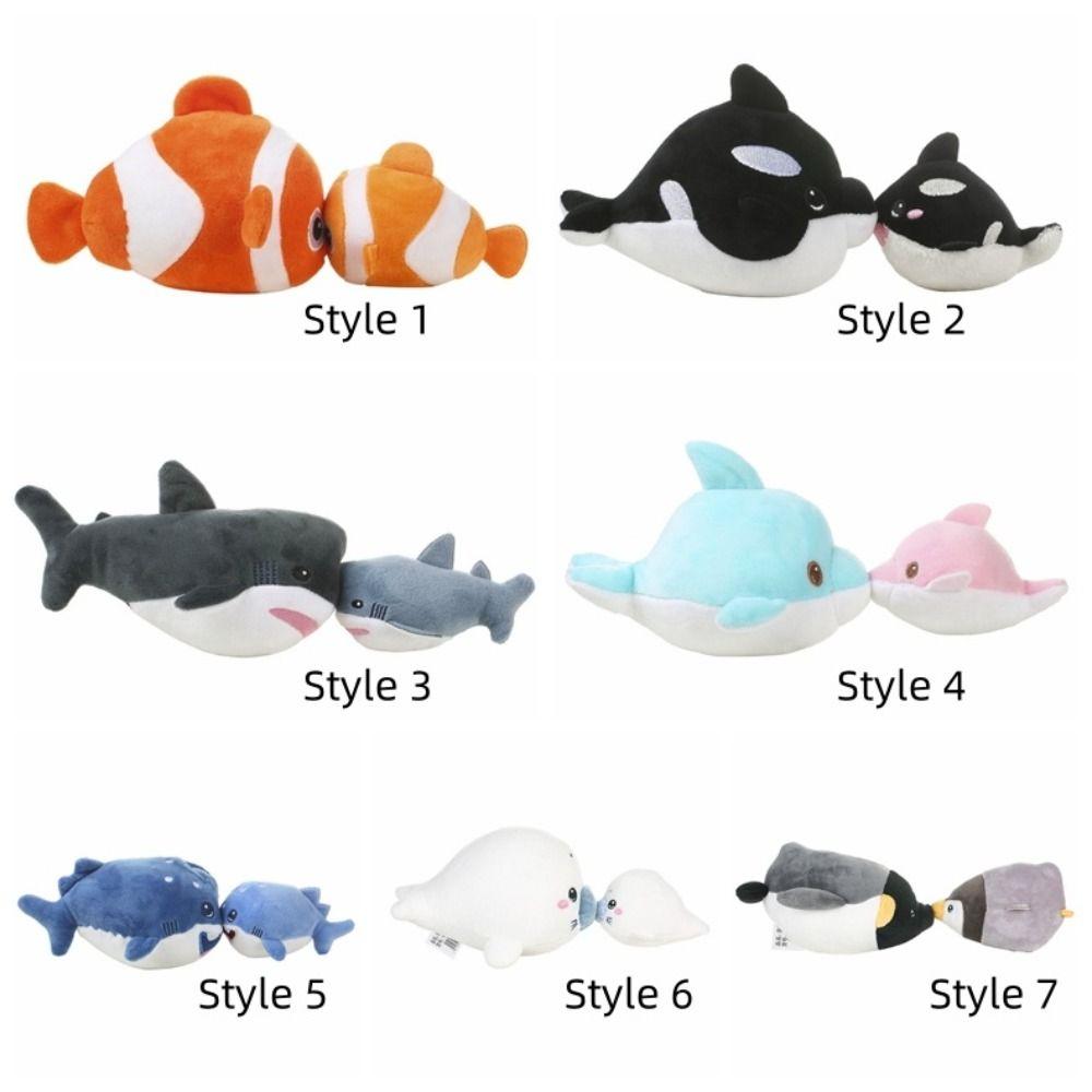 Simulation Sea Animal Plush Toy Kiss Models Pull String Plush Dolphin Shark Doll  Birthday Gift