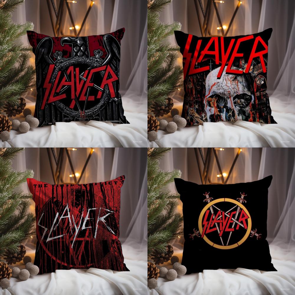 Подушка с чехлом для группы Heavy Metal S-Slayer Премиум-комфорт Двусторонний чехол для подушки - Дизайн «Два в одном» для любой комнаты и салона автомобиля