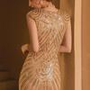Sequined Gatsby Tassel Evening Dress: Retro Ball Gown for Banquets and Dance
