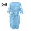Women Plus Size Prom Dress O Neck Half Sleeve Embroidery Lace Floral Patchwork Dress Fake Two Pieces Wedding Party Dress
