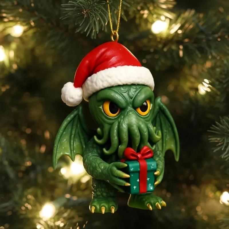 Cthulhu:Terrors of Yule Advent Calendar 2025, 2D Flat Acrylic 24 Hanging Cthulhu Monsters Ornament, Gothic Advent Calendar for Monster Fans