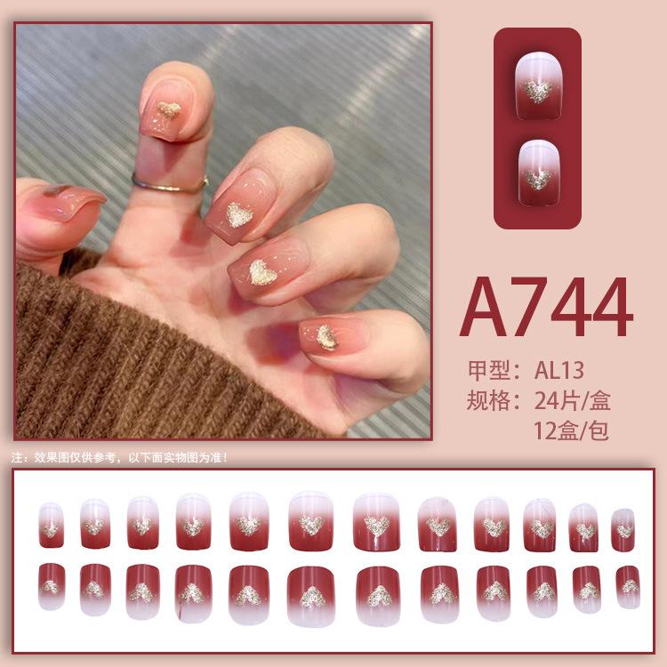 2024 Gentle, sweet, fresh, high-end, simple, printed, fashionable wearable manicure