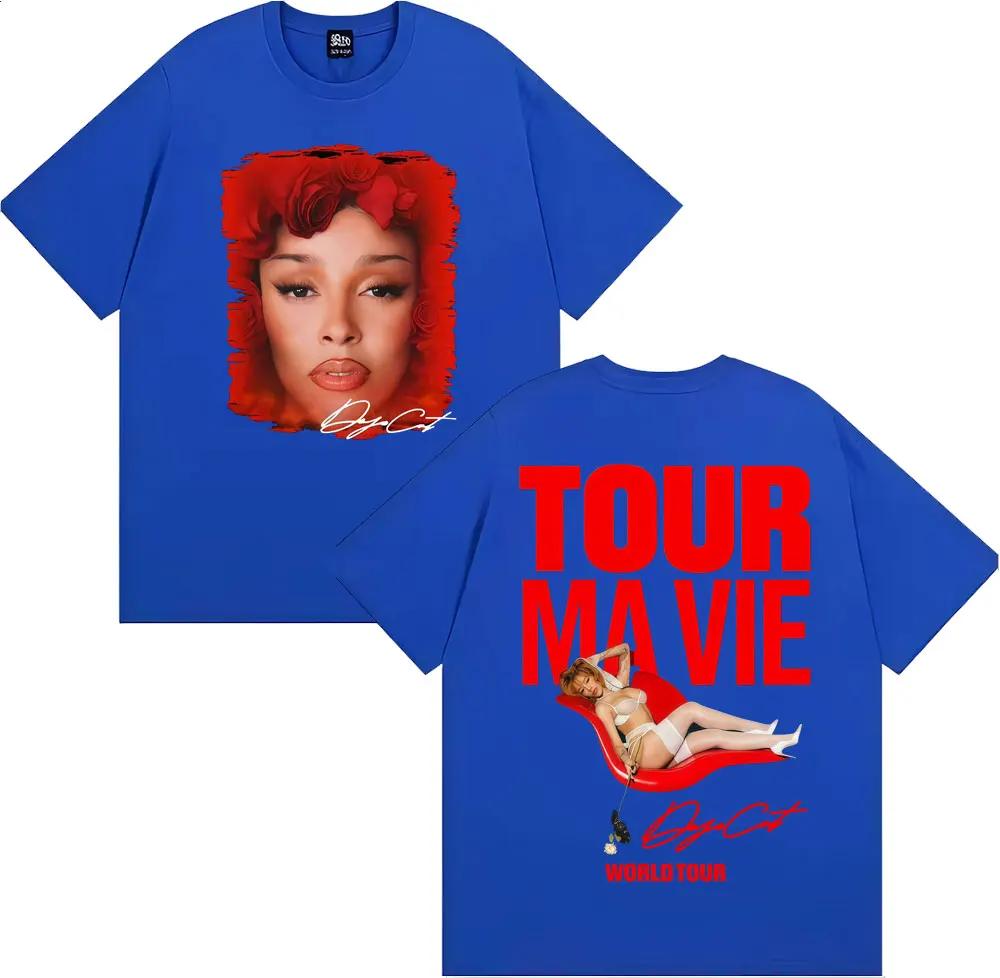 Певица The Doja Cat Мировой тур 2026 Двусторонний принт Футболки Мужская Женская Одежда Мода Повседневная Футболка с коротким рукавом Стритвир