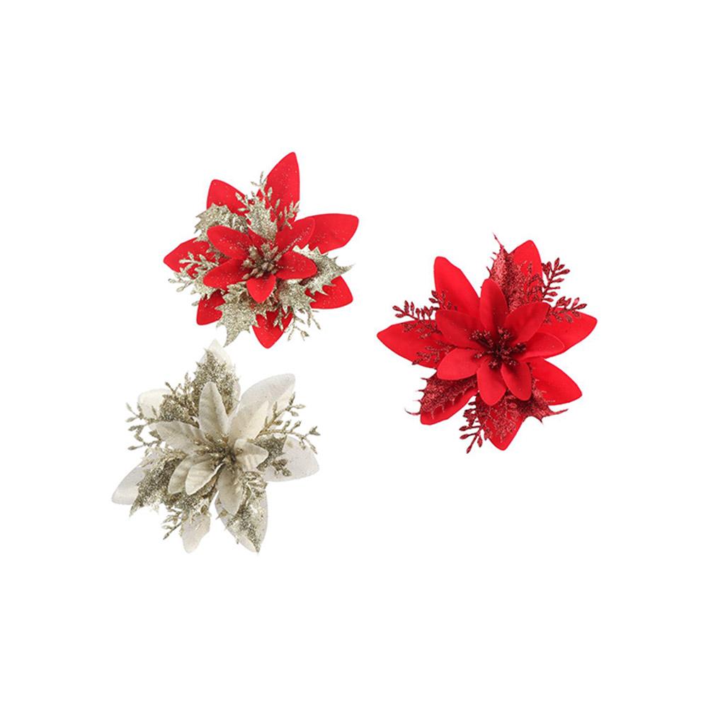 5pcs Shining Gold Powder Flower DIY Christmas Tree Decorations Christmas