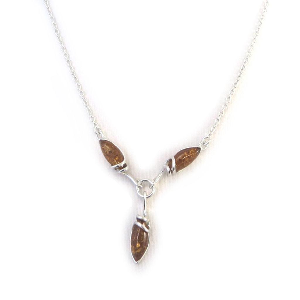 Les Trésors De Lily [N2815] - Silver Necklace 'Inspiration' Amber Cognac (rhodium-plated) - 20x6 Mm