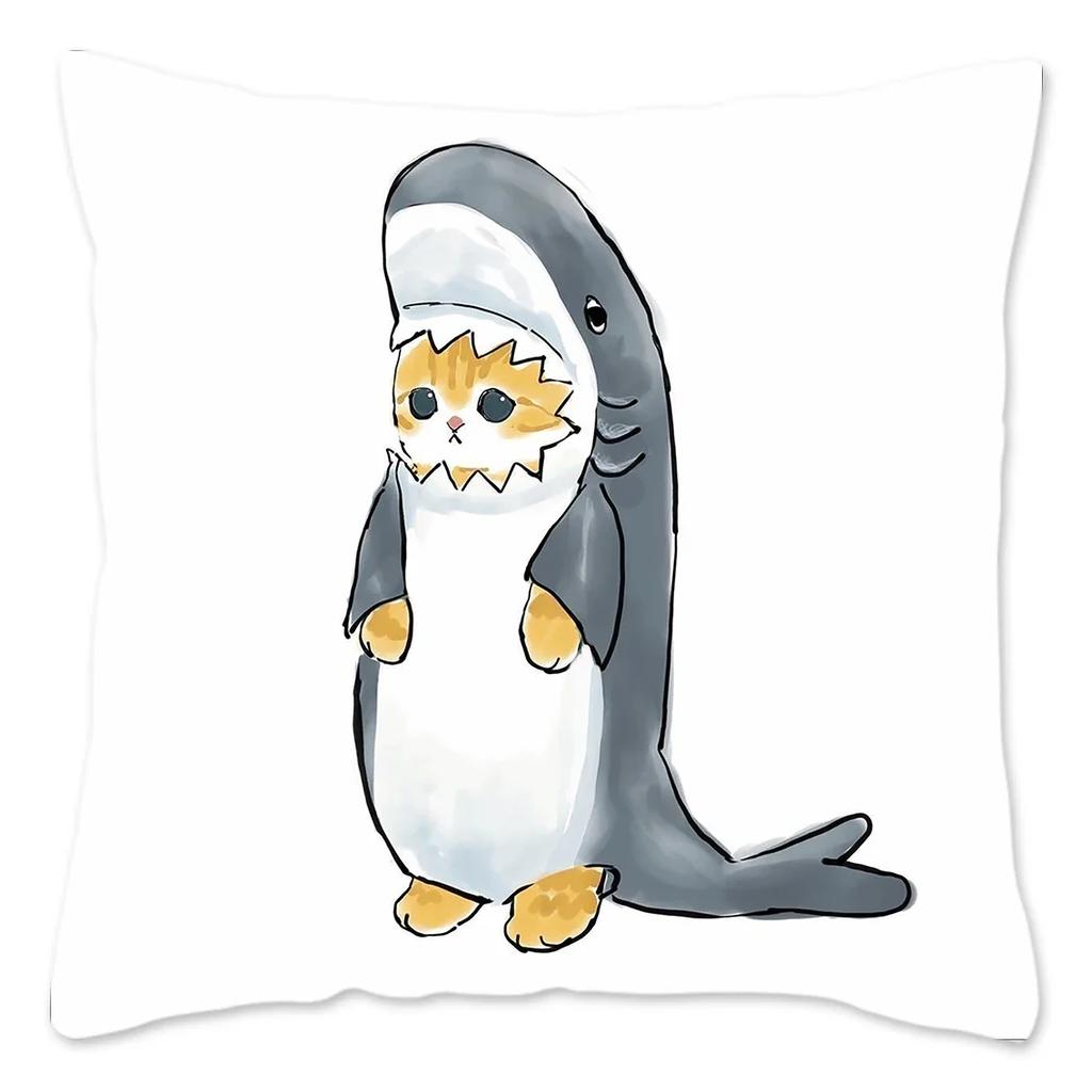 Забавная наволочка CatShark, украшение для дома, полиэстеровая наволочка для дивана, кавайная наволочка для подушки, fundas cojines X