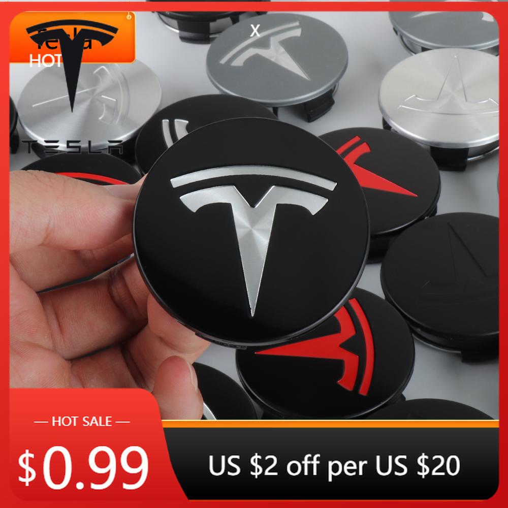 Автомобильная наклейка Tesla 4 шт. 56 мм Наклейки-заглушки центральных колпачков ступиц колес автомобиля Значок Наклейка Автоаксессуары Для Tesla Model 3 Model