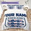 Custom Name England Soccer Pattern Bedding uilt Set uilt Cover Pillowcase Home Decoration Birthday Gift (1*duvet cover+2*pillowcase without core)