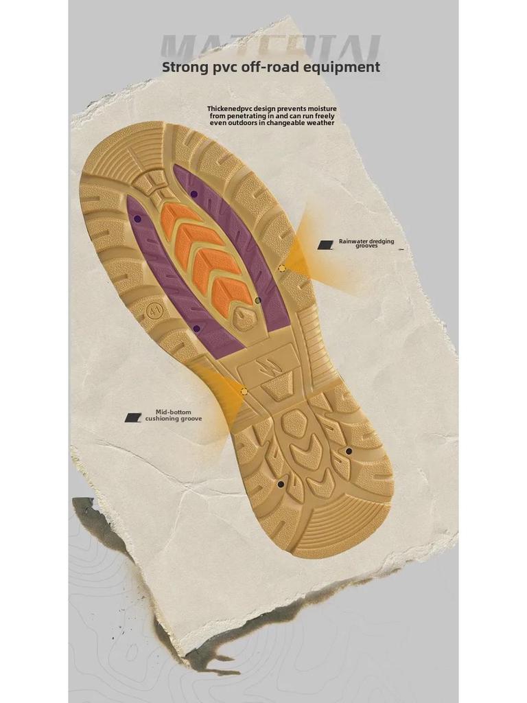 Men's Camouflage Oxford Waterproof Tactical Boots - Non-Slip, Large Size (45, 46) for Outdoor Rock Climbing & Hiking.