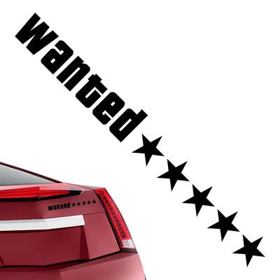 Наклейка на автомобиль Wanted, водостойкая, автомобильные декорации, наклейка с пятью звездами, наклейка на автомобиль, украшение кузова автомобиля, наклейка для заднего окна грузовика