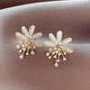 Fashion Flower Pearl Tassel Drop Earrings for Woman Wedding Jewelry Party Accessories