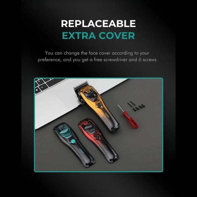 VGR Hair Clippers Professional Hair Cut Machine 11000RPM Electric Clippers Adjustable Metal Trimmers for Men V-668 LED Intelligent Digital Display