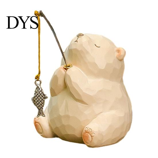 Modern Desktop Plant Holder Leisure Fishing Frog/Cat/Panda/Bear Statue Ornaments, Clear Mini Vases Miniature Cute Animal Ornaments Figurines