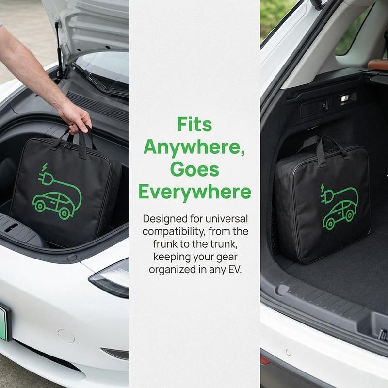EV Charging Cable Storage Bag Shockproof Protective Organizer for Electric Vehicle Charger Universal Car Trunk Accessory