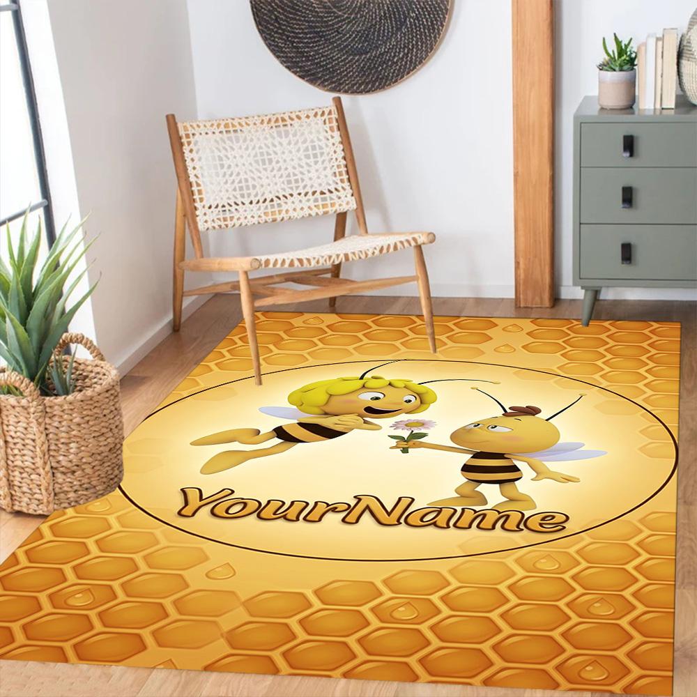 Biene Maja Customize Your Name Floor Rug Office Rug Design for Hallway Dining Room Bedrooms Playrooms Anti-slip Rug Decorate Offices