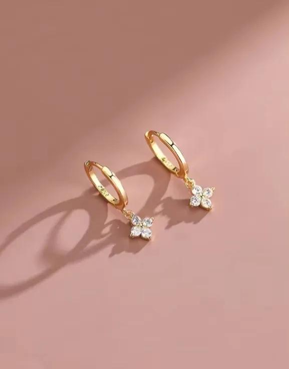 Cute Romantic Purple Four Leaf Zircon Flower Adjustable Rings for Women New Charm Gold Stainless Steel Finger Jewelry Gift