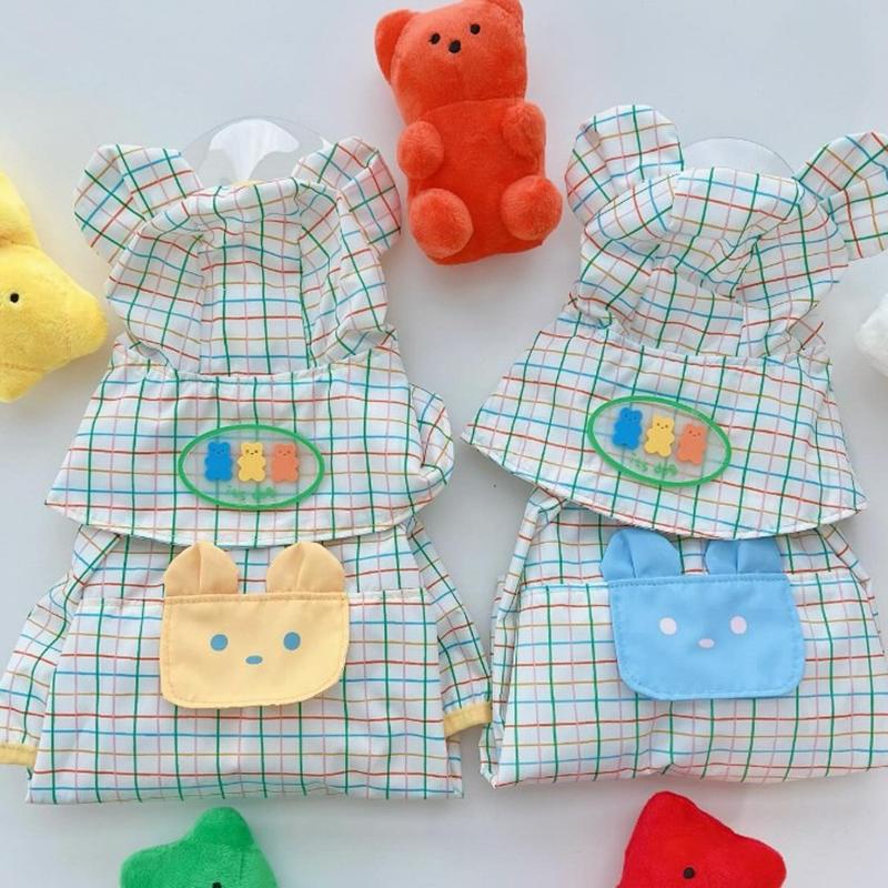 Dog Plaid Split Raincoat Small Dog Waterproof Clothes For Rainy Days Outdoor Wear Summer Teddy Four Legged Clothes