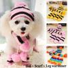 6Pcs/Set Fashion Dressing Up Stripe Knitted Puppy Costume Dog Socks Cat Clothes Pet Warm Hat Scarf