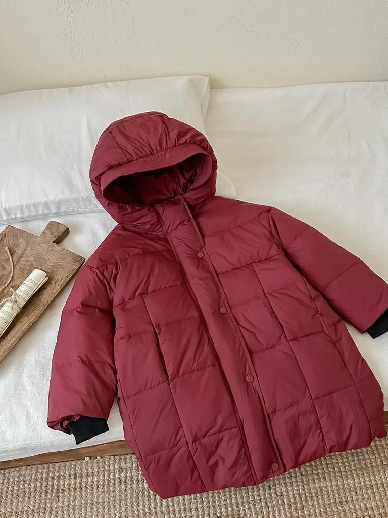 Детская белая куртка-пуховик из утиного пуха, толстая теплая длинная верхняя одежда для мальчиков и девочек, парки 2024 года, зимние новые повседневные подростковые детские пальто