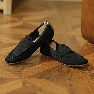 Туфли Doudou женские новые с круглым носком, вязаные, ленивые, на плоской подошве, одинарные