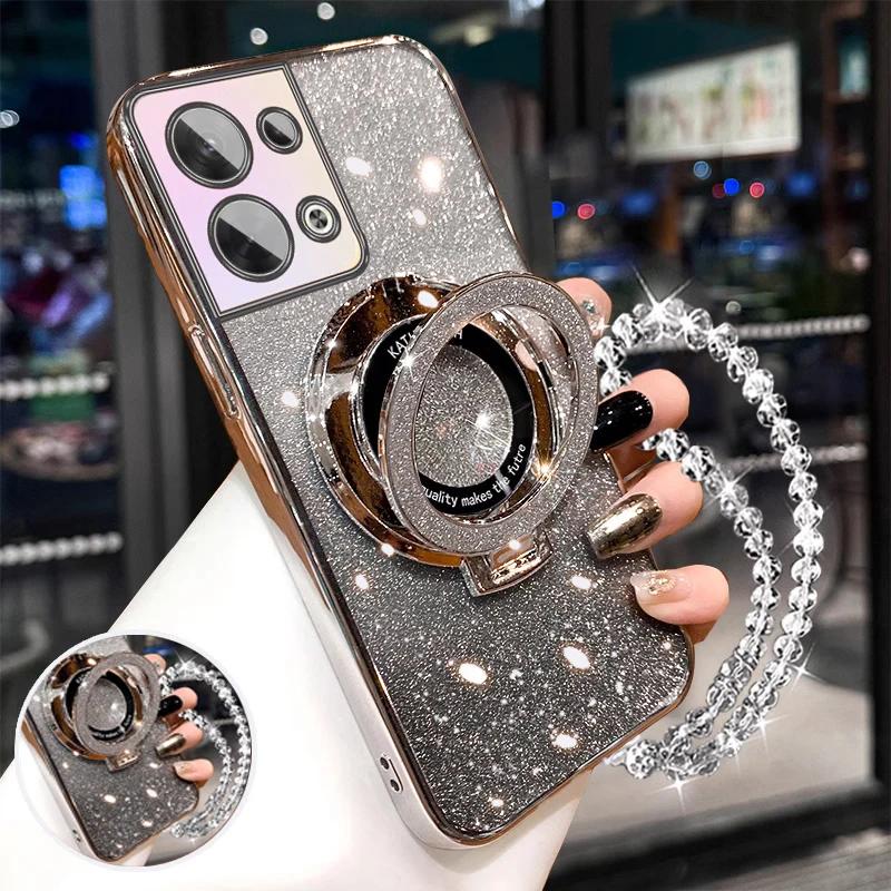 Браслет с блестящими кристаллами, чехол-подставка для телефона для Xiaomi POCO C75 C71 C65 C61 F7 X7 X6 X5 M6 M7 F6 F5 F3 X3 Pro