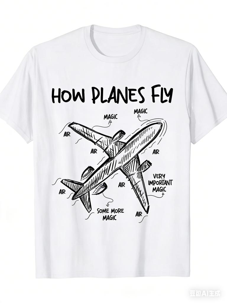 Retro Graffiti Magic Airplane Printed Tshirt For Unisex Unisex Summer Streetbusting Short Sleeve Casual Graphic Tops